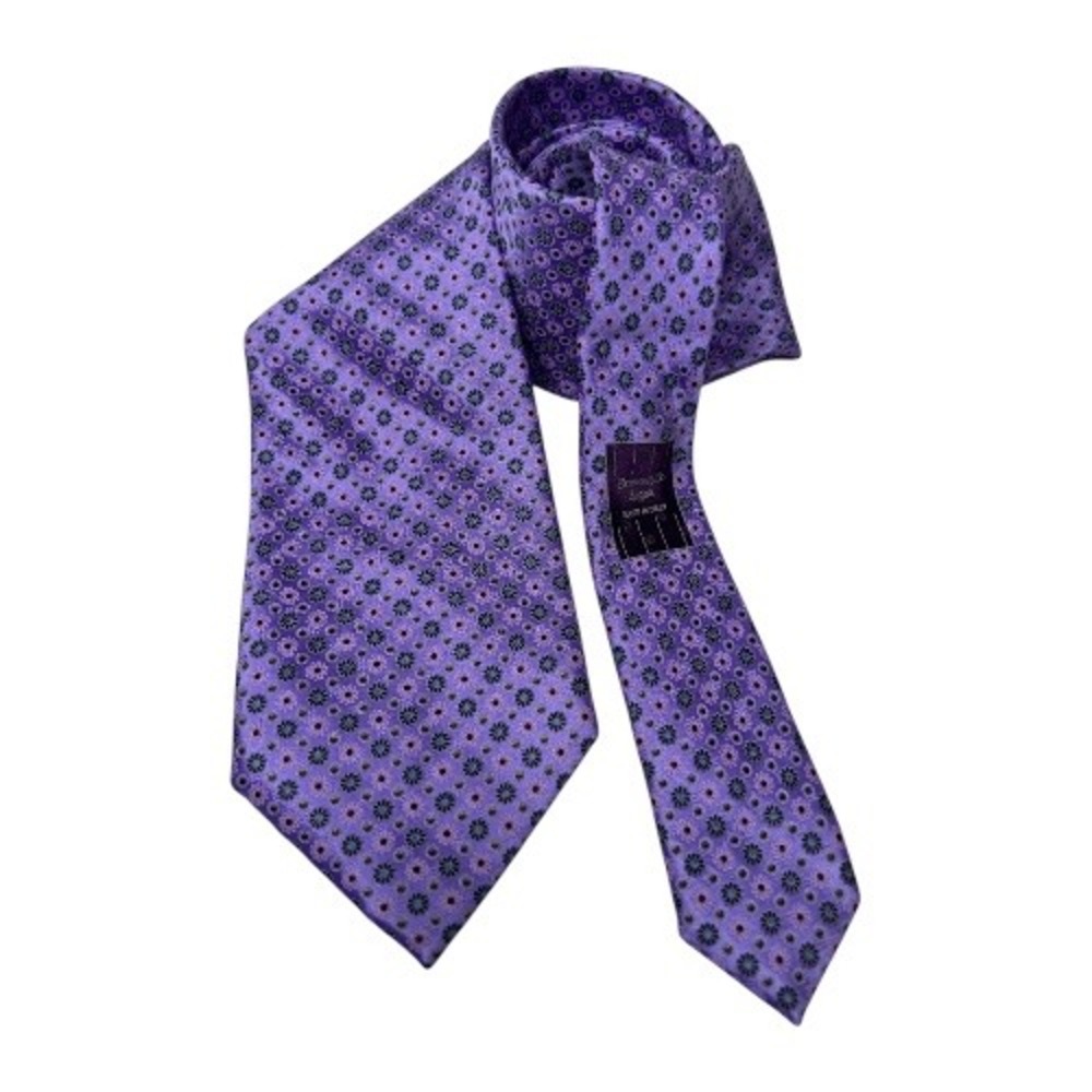 Ermenegildo Zegna Silk Floral Tie Lavender Purple Luxury Fashion Accessory Italy